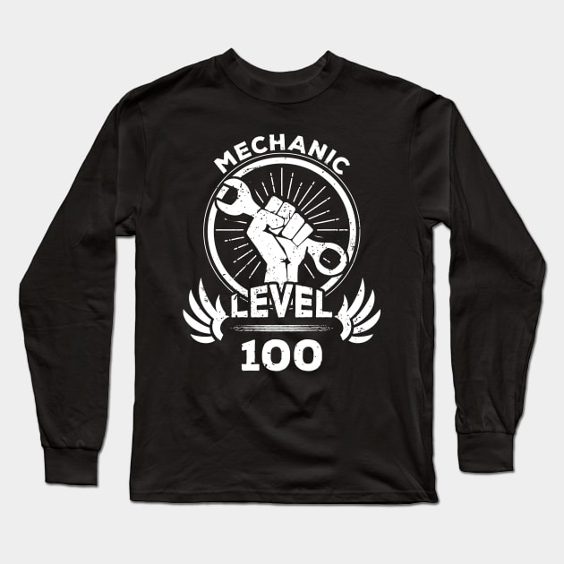 Level 100 Mechanic Gift For Mechanic Long Sleeve T-Shirt by atomguy